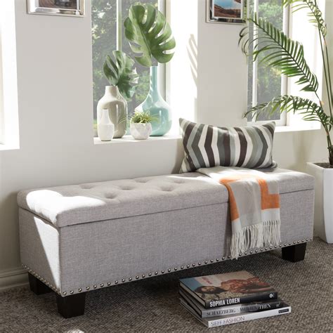 wayfair upholstered storage bench